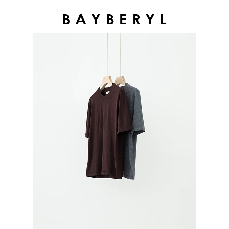 BAYBERYL老贝紫檀*扬子圆领宽松秋短袖针织衫ZZS4D2704