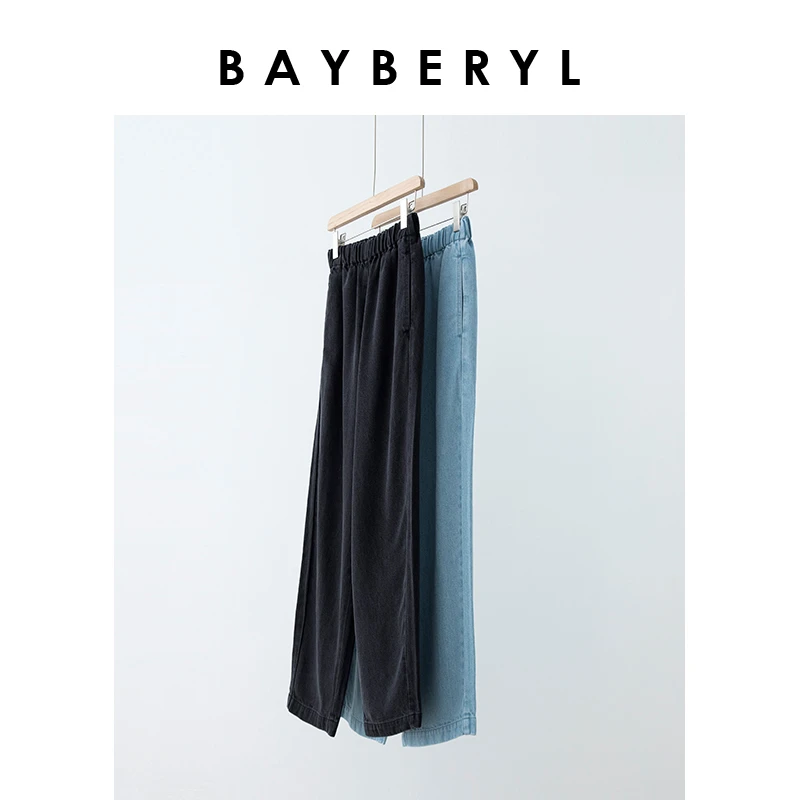 QC2312限量812-天丝松紧腰直筒遮肉柔软阔腿牛仔裤NZK3C0422