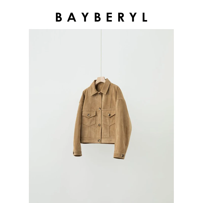 BAYBERYL老贝库木塔*沙漠解构短翻领时尚复古秋皮衣PY4G2201-7/25