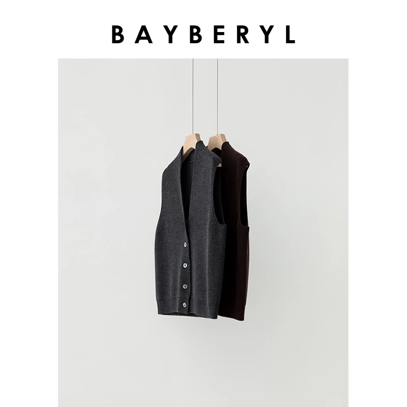 BAYBERYL老贝尖子生*V领排扣休闲百搭马甲针织衫ZZS4I2601-11/11