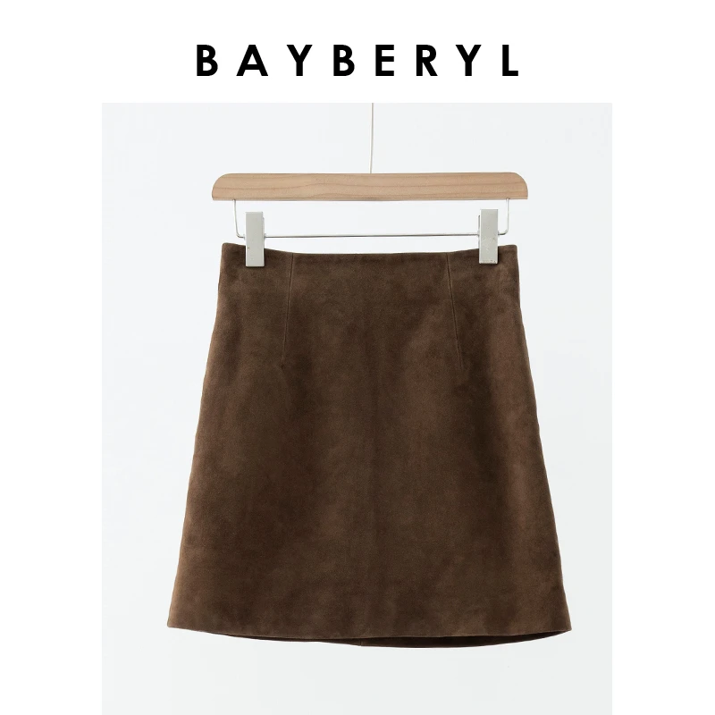 BAYBERYL老贝25秋反绒美拉德风复古百搭短半身裙 YQ3I2001