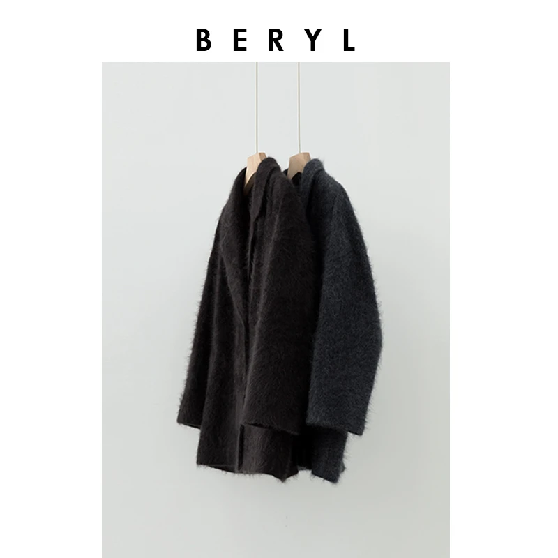 Z6-BAYBERYL老贝吉拉*拉绒西装领排扣中长款大衣外套MF4I2902-