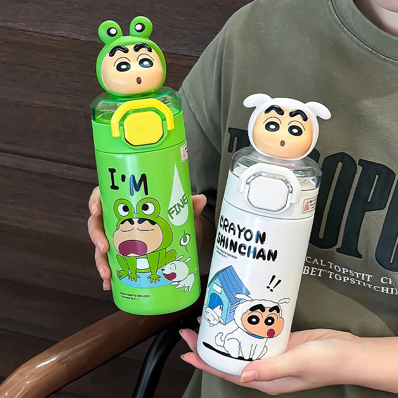 蜡笔小新保温杯儿童水杯学生上学专用高颜值男女生不锈钢便携杯子