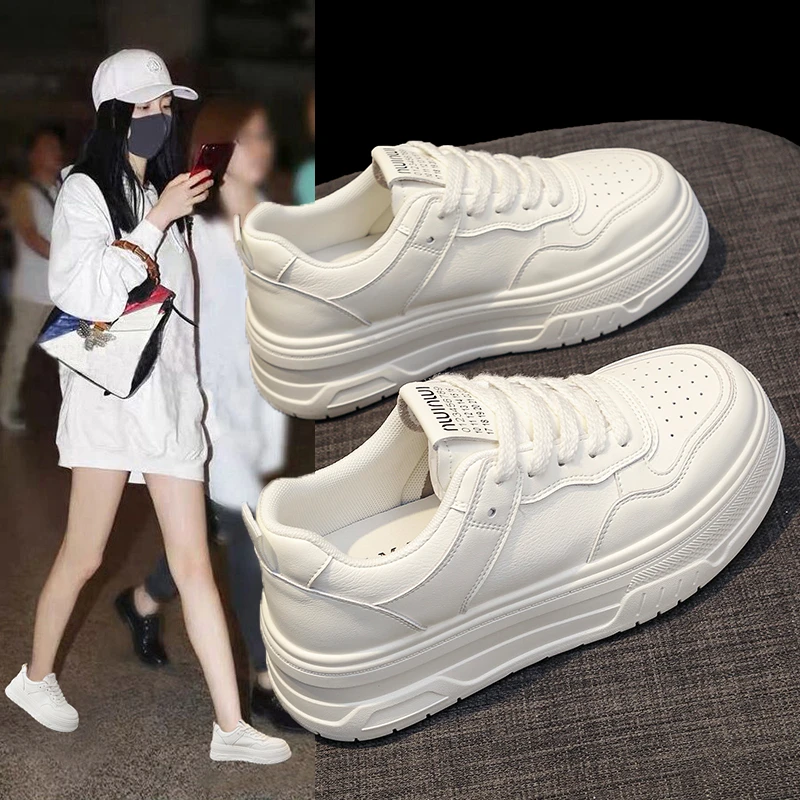 5.5cm增高小白鞋女百搭2024新款17965厚底学生板鞋时尚运动休闲鞋