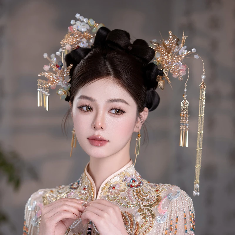 合金婚庆饰品 新娘头饰中式古风浅色秀禾服D0286Y-3古装结婚发饰