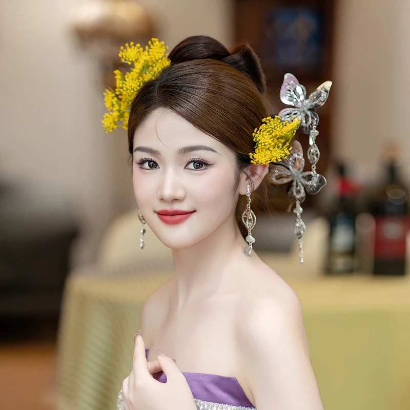 合金婚庆饰品  新娘头饰银色发簪小时萝花古典新中式发饰品MYQ32