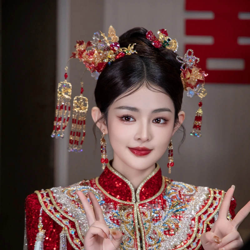 合金婚庆饰品 新娘头饰发簪蝴蝶古装中式盘发秀禾结婚发饰品MYQ10