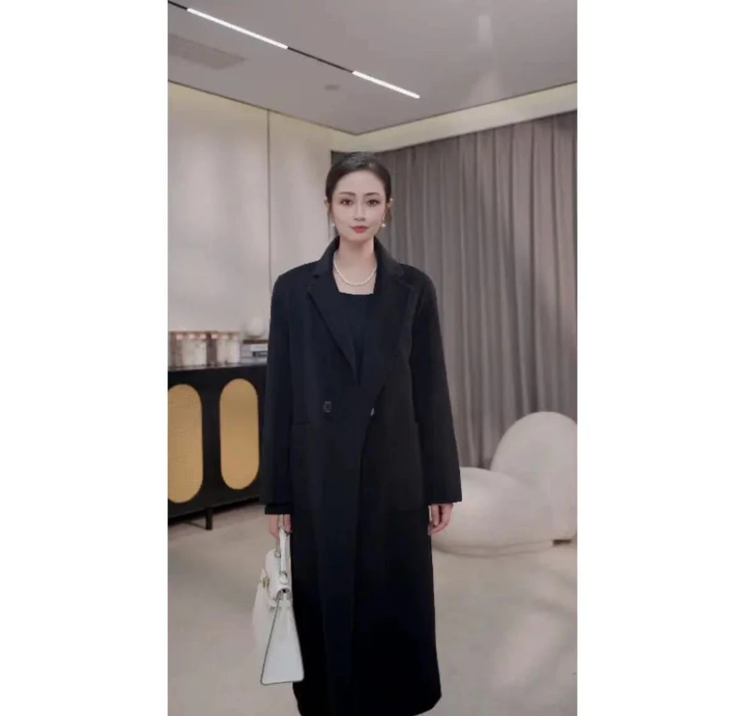 100%羊毛双面呢大衣宽松款-2210气质时尚毛呢中长款双面呢大衣