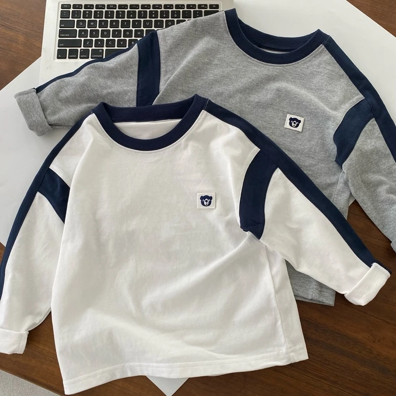 纯棉男童长袖T恤春秋季新款圆领儿童休闲打底衫宝宝上衣韩版童装