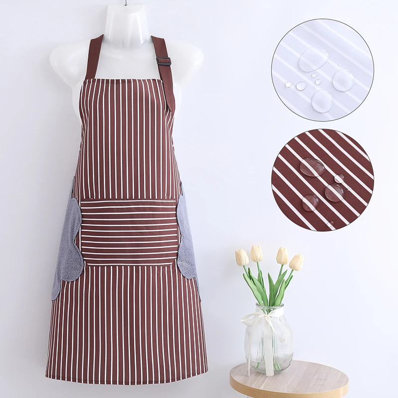 防水放油可调节家用清洁厨房工作围裙女可擦手洋气吊带