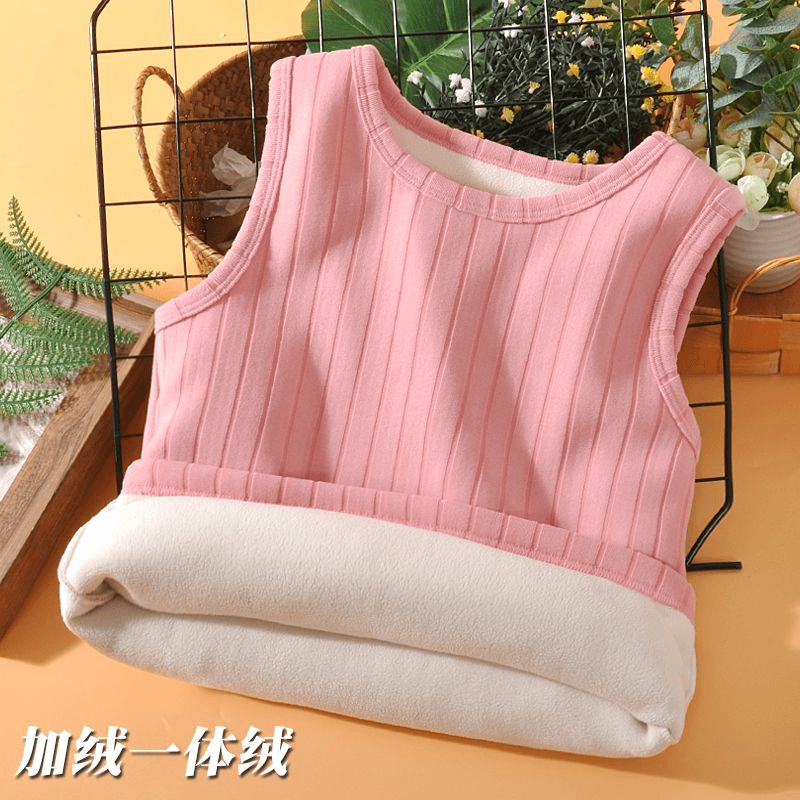 儿童加绒加厚背心宝宝女童保暖贴身内穿秋冬打底男童马甲小孩套头