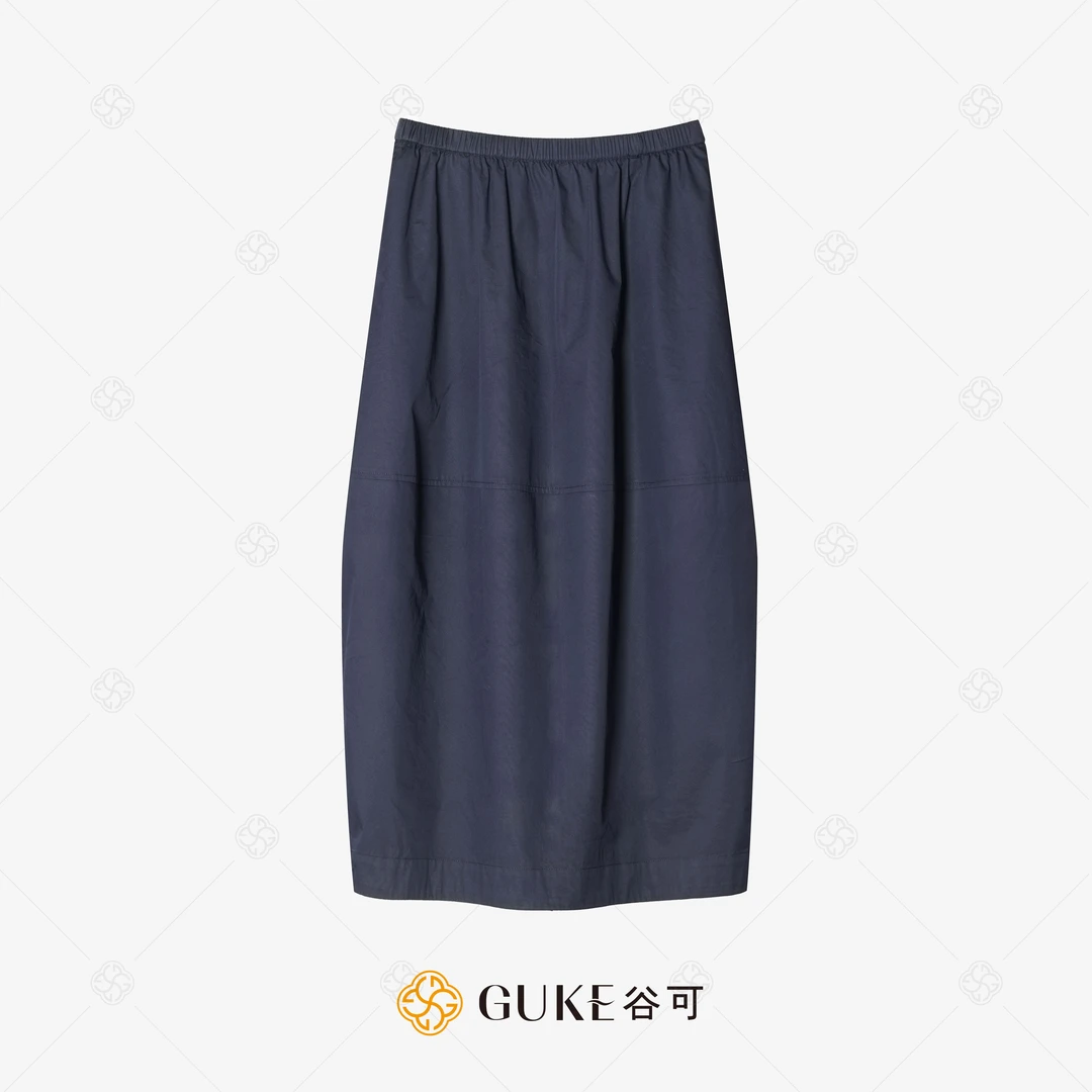 GKE/谷可Q1596夏季时尚花苞半裙女2024新款A字高腰显瘦中长款裙子