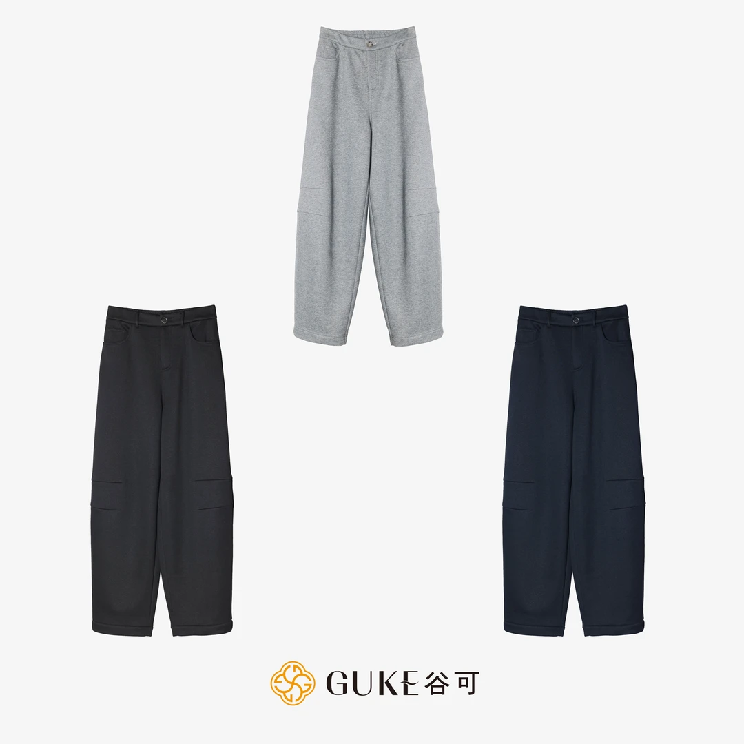 GKE/谷可K1236时尚休闲裤弯刀裤女2024秋冬百搭显瘦加绒香蕉裤子