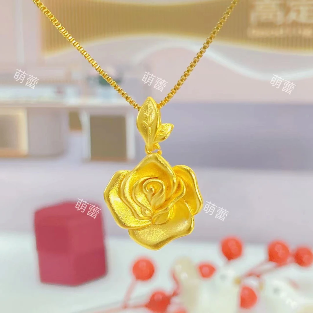 铜合金项链 复古玫瑰花女士项链精美百搭民族风2025新秋冬毛衣链