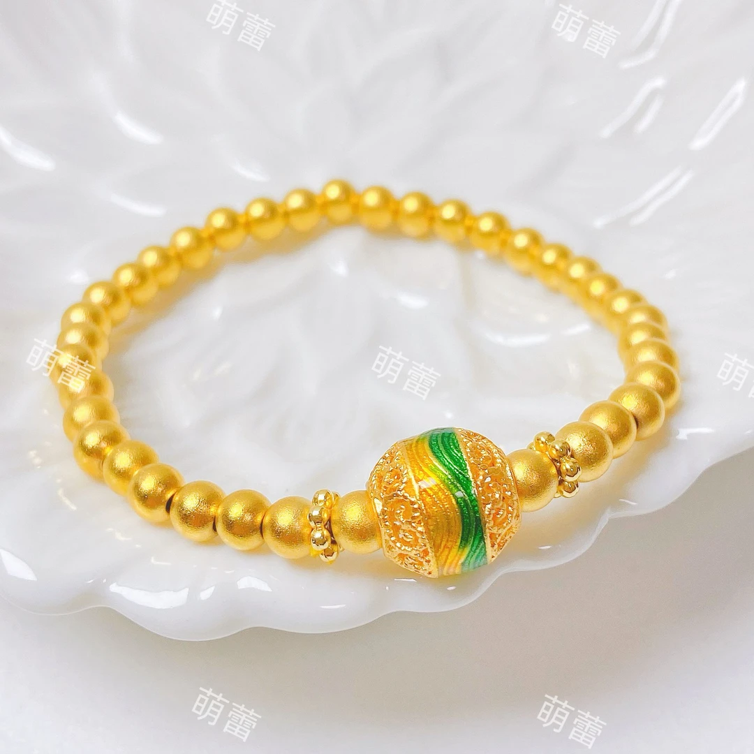 铜合金手链 古风千里江山绣球女款手链复古百搭轻奢精美手串2024