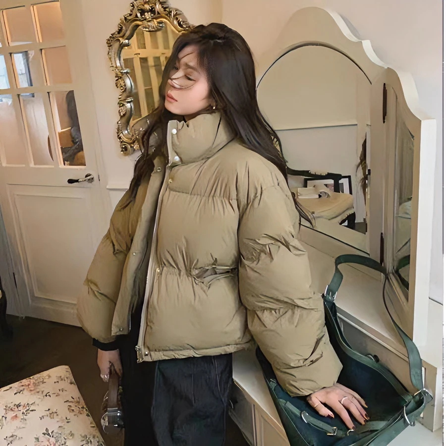 【抹茶苏打】设计师款暖阳羽绒服女短款时尚面包服立领冬季保暖