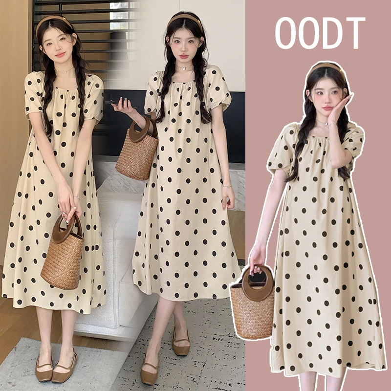 孕妇夏装波点连衣裙2025时尚新款法式高级感宽松显瘦中长款孕妇裙