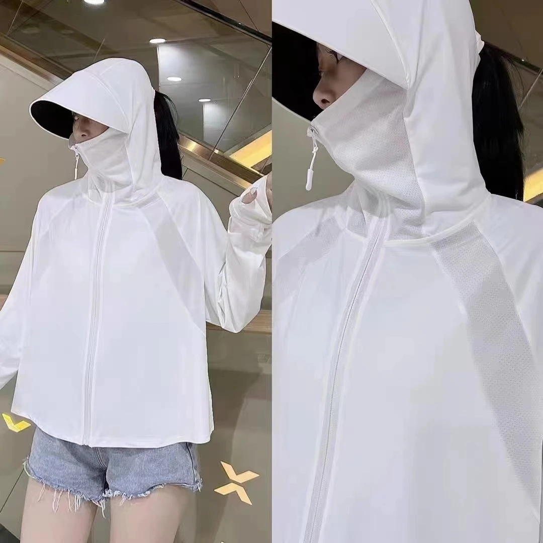 8833女士遮阳连帽宽松夏季薄款防晒衣