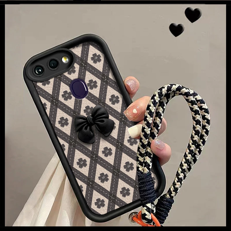 oppor15x手机壳PBCT10黑色菱形花k1创意全包硅胶新款防摔超薄个性