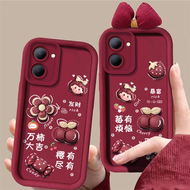 vivoy78手机壳y78m立体莓有烦恼y78+防摔V2278A创意文字女款全包