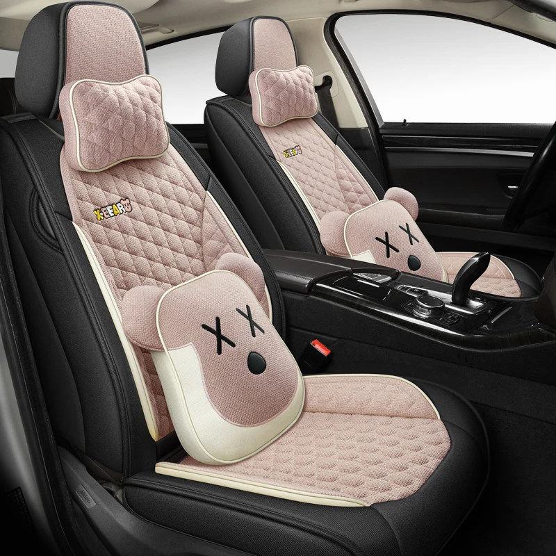 汽车座套全包新款亚麻四季通用布艺座垫小车棉麻坐套座椅套坐垫