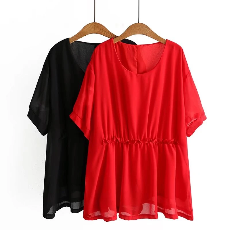 胖妹妹加大加肥雪纺显瘦上衣