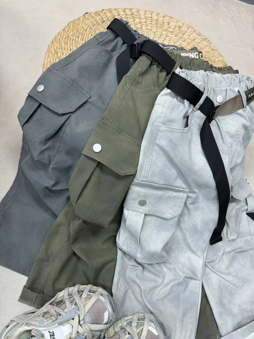 莫 2024 【X】9月12日 男童女童时尚深灰色大童工装裤6757-1-