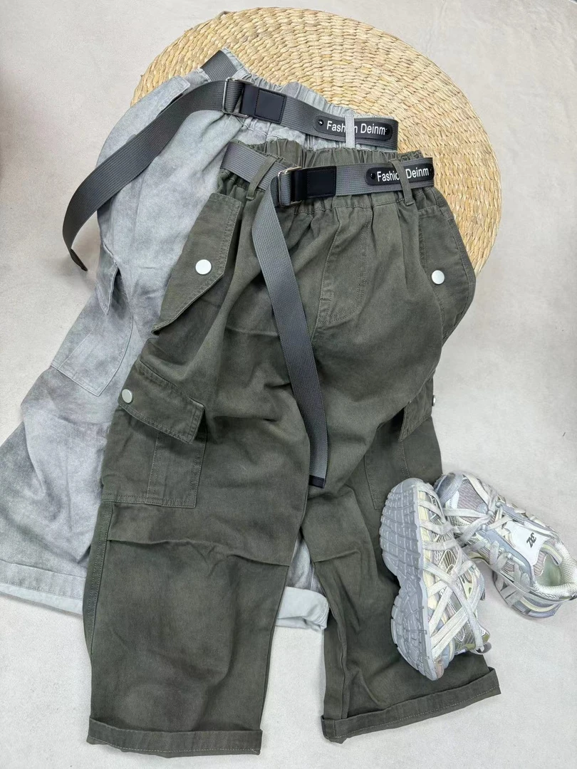 莫 2024 【X】9月12日 男童女童时尚灰色大童工装裤6769-1-