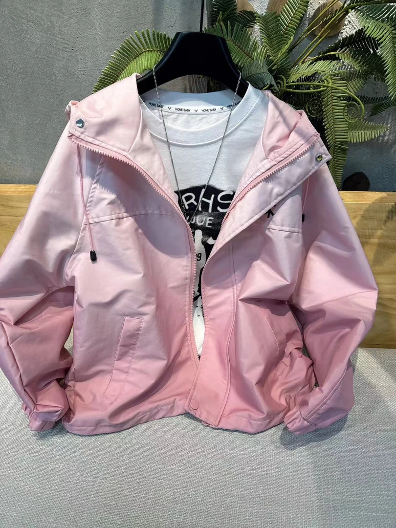 C 2024 秋【X】9月1日 男童女童潮酷粉色连帽外套0052-