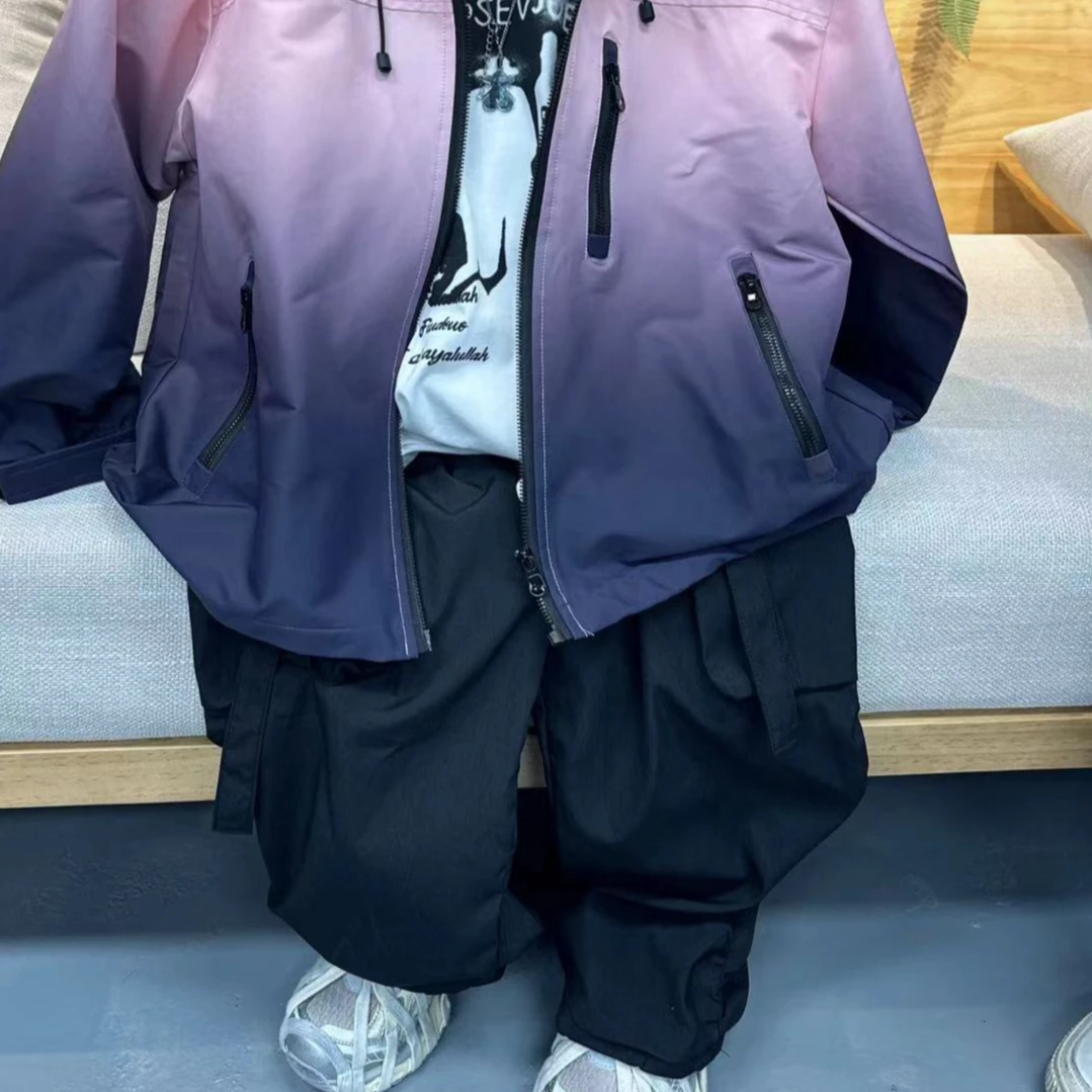 C 2024 秋【X】9月1日 男童女童潮酷粉色连帽外套0051-