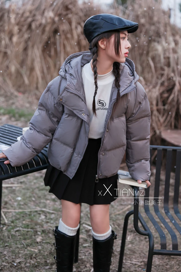 甜 2024【X】11月27日 男童女童时尚灰色连帽羽绒服3109-