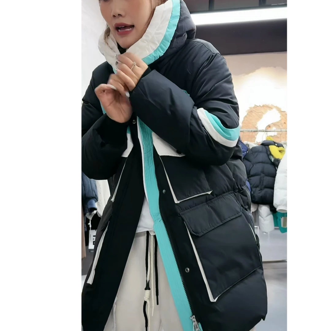 馨 2024【X】12月6日 男童女童时尚暗夜黑色连帽羽绒服6045-