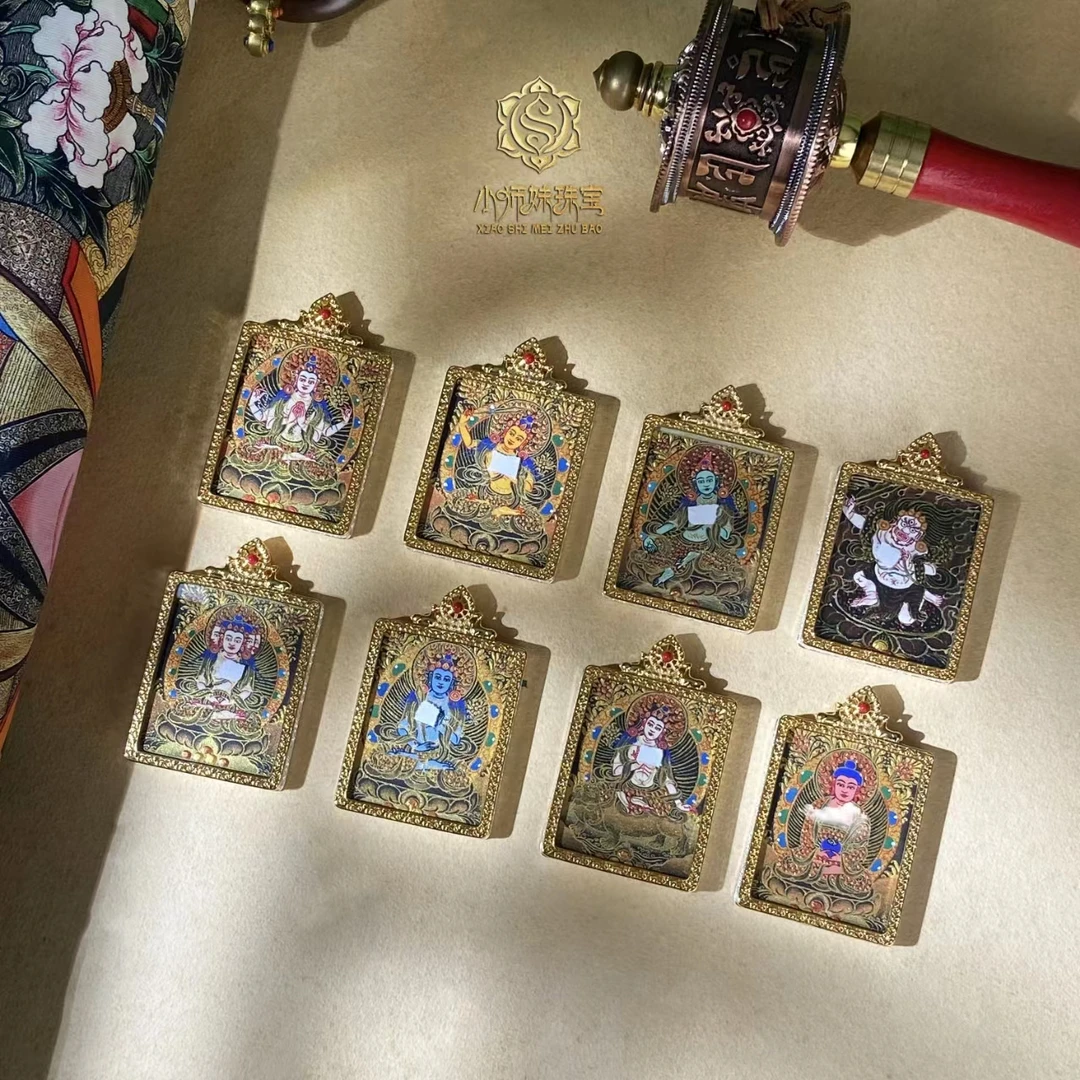 非金属珐琅吊坠 扶摇臻选|双鹿听经六字八大卡卡方牌吊坠多样性发