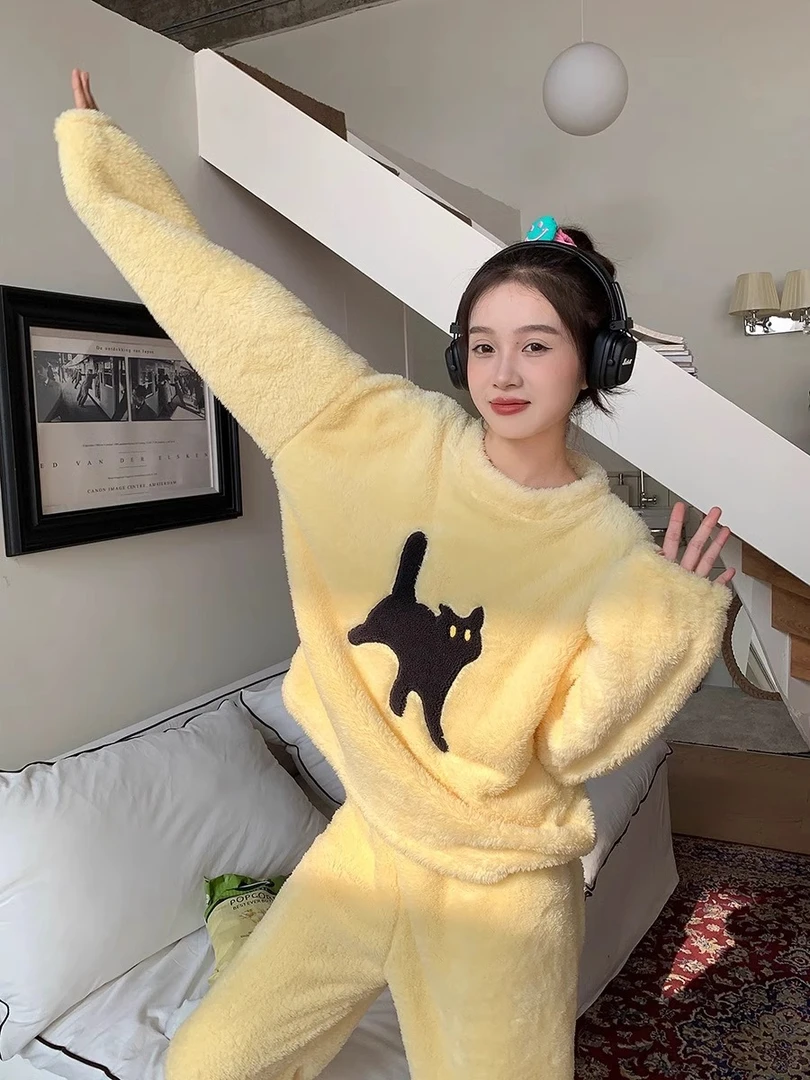 2023新款睡衣女秋冬冬款睡衣加厚睡加绒家居服女冬季加厚可外穿