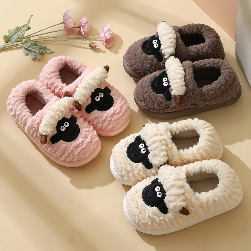 冬季棉拖鞋卡通女保暖包跟情侣加绒加厚居家用外穿厚底防滑棉鞋男