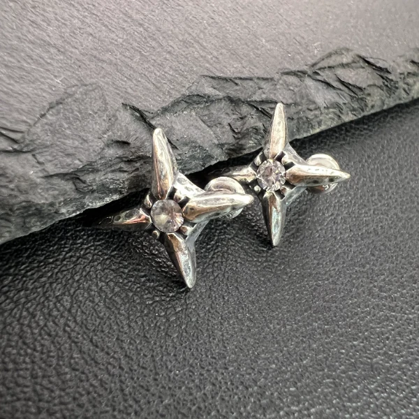 吊坠925银 闪耀之星耳环 气质轻奢时尚复古小众个性素款镶嵌拼接