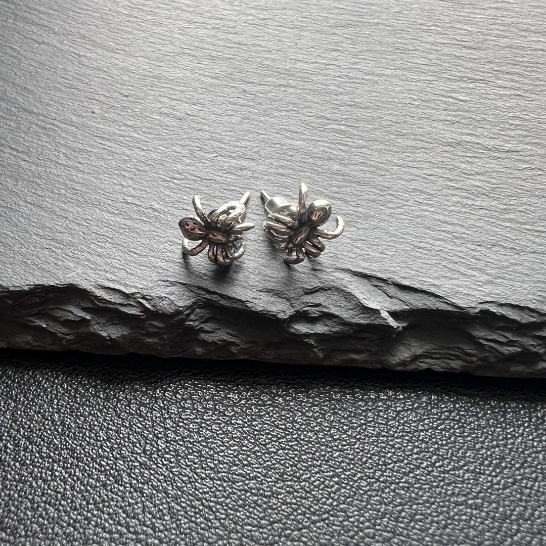 925银耳饰 小蜘蛛耳环 气质百搭小众简约个性经典精致素款手工