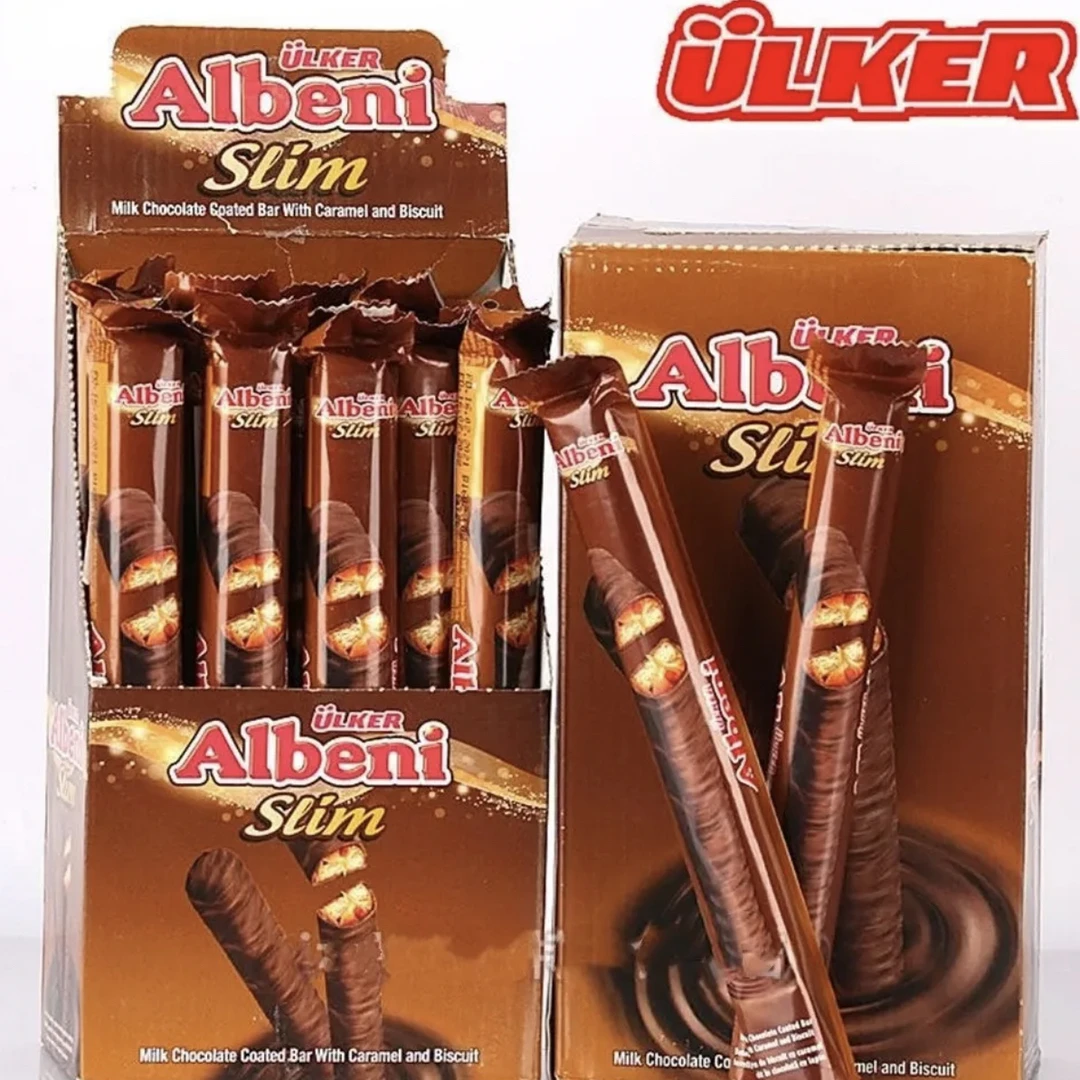 优客牌albeni牛奶巧克力棒小零食糖果焦糖饼干47克