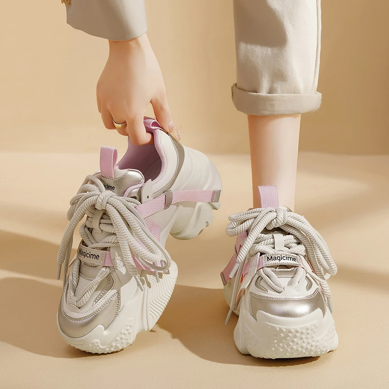奥古狮登老爹鞋女款2025春季轻便时尚休闲运动鞋潮流百搭厚底女鞋