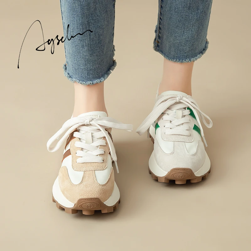 奥古狮登厚底阿甘鞋女2025新款春秋德训小白鞋超火百搭休闲运动鞋
