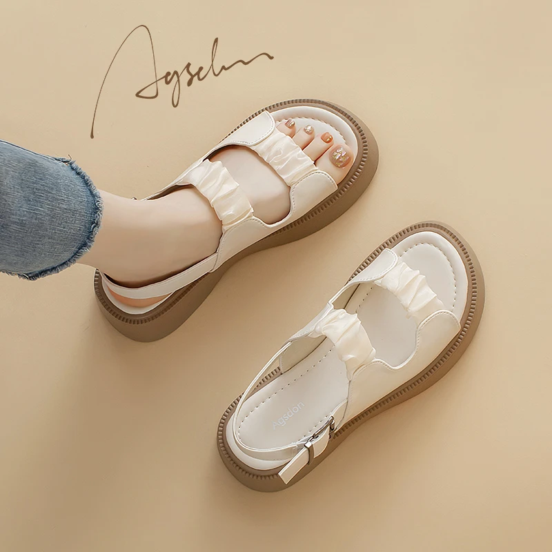 奥古狮登凉鞋女款夏季厚底仙女风2025年新款沙滩一脚蹬外穿凉拖鞋