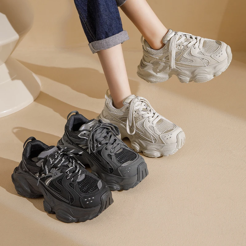 奥古狮登老爹鞋女2025新款春季甜酷厚底时尚百搭显脚小休闲运动鞋