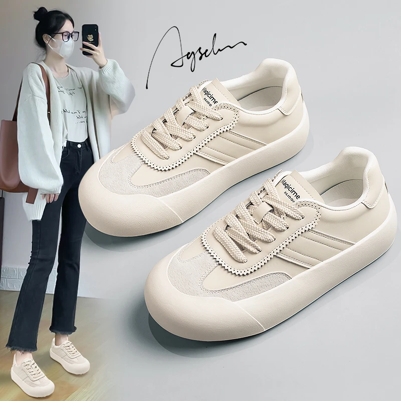 奥古狮登厚底板鞋女2024新款秋季厚底百搭德训女鞋休闲运动小白鞋