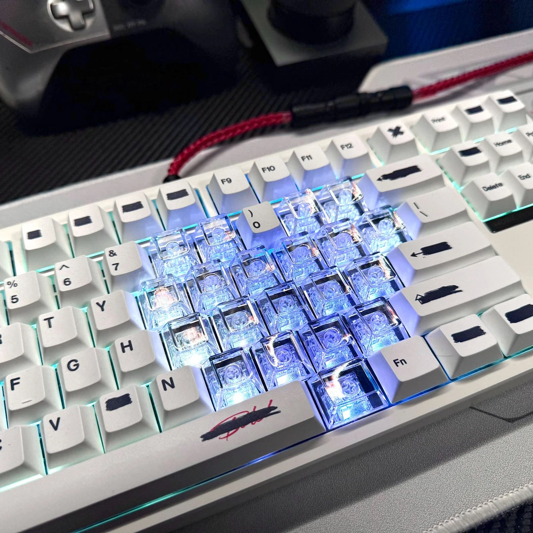 爱心透明键帽DIY原厂高度PC材质适配所有配列磁轴键盘专用增补