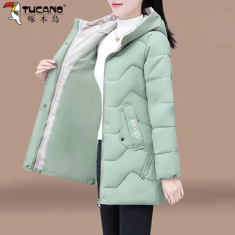 【官方品牌】啄木鳥棉服外套女冬季2025年新款加绒连帽时尚休闲百搭
