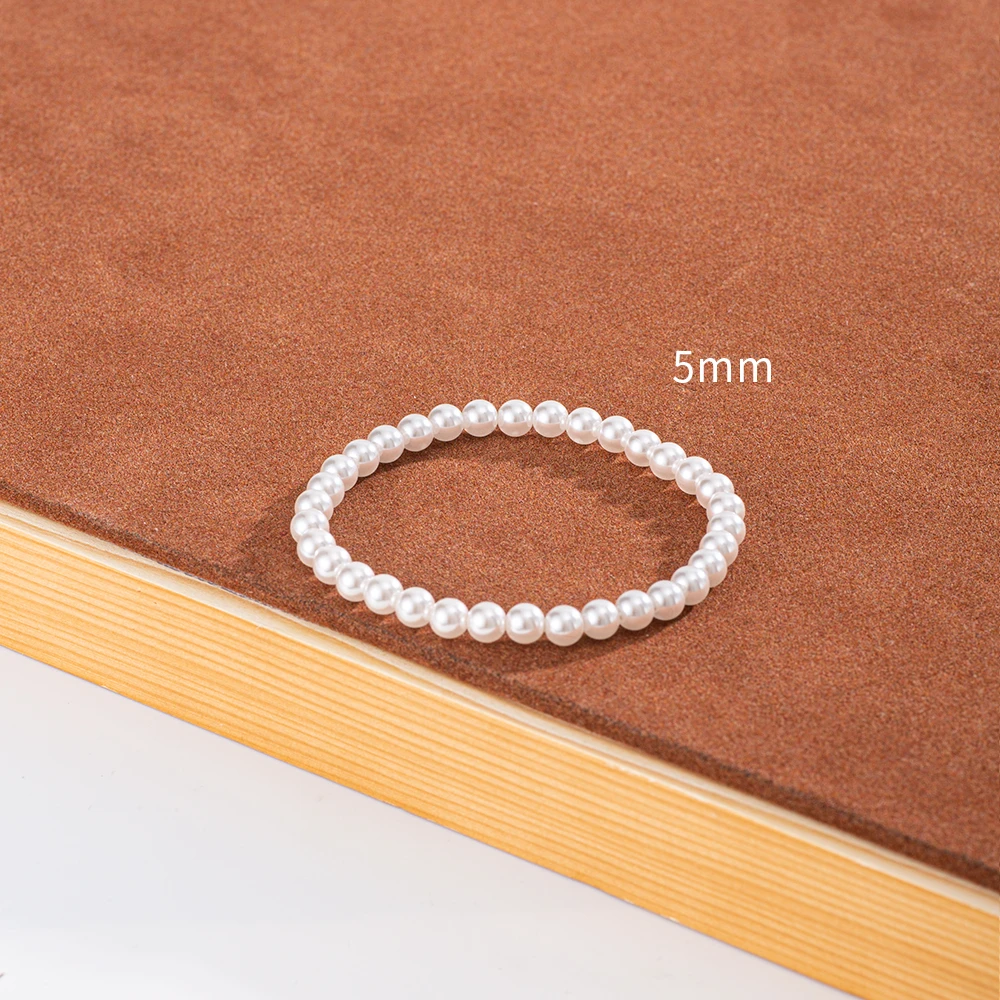 925银手链 施家手链 弹力绳全珠手链 暖白正圆 夏季新款手链