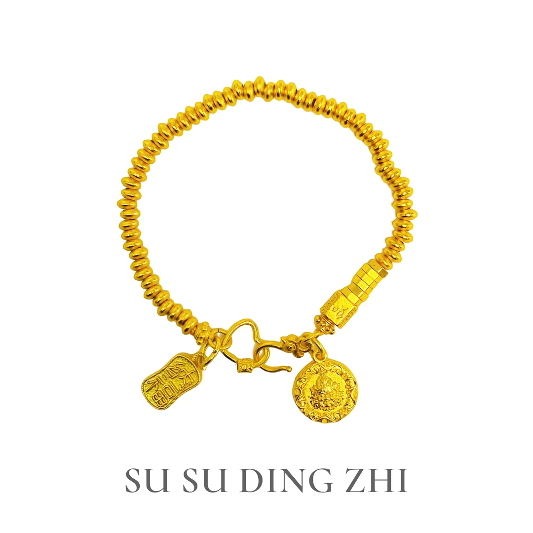铜合金手链 【苏苏手工定制】算盘珠纳福牌手链丨拍下备注手围