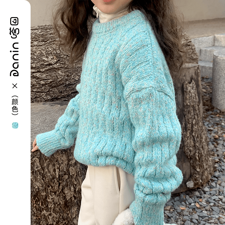 【嗒囜】女童秋冬季百搭套头提花毛衣儿童时尚宽松花纱棒针毛衫线衣