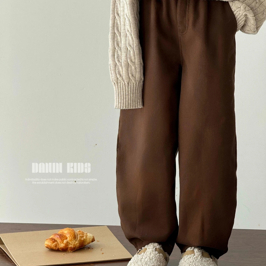 【嗒囜】男女童冬季宽松百搭加绒裤子儿童时尚松紧腰加厚休闲阔腿裤