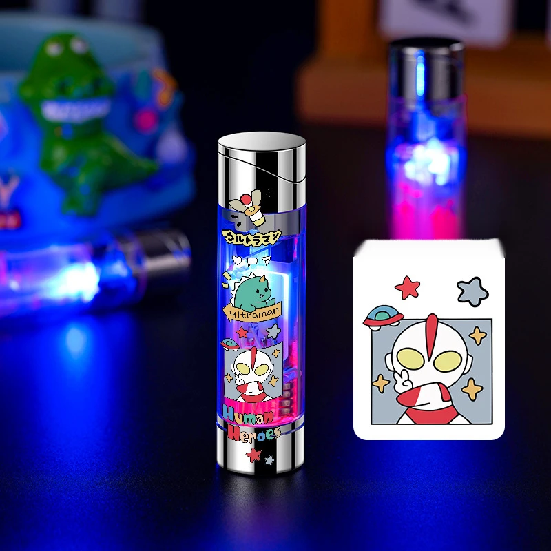 圆柱型防风炫酷彩光卡通图案潮流个性高颜值打火机送人精美礼品